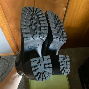 Black square toe boots